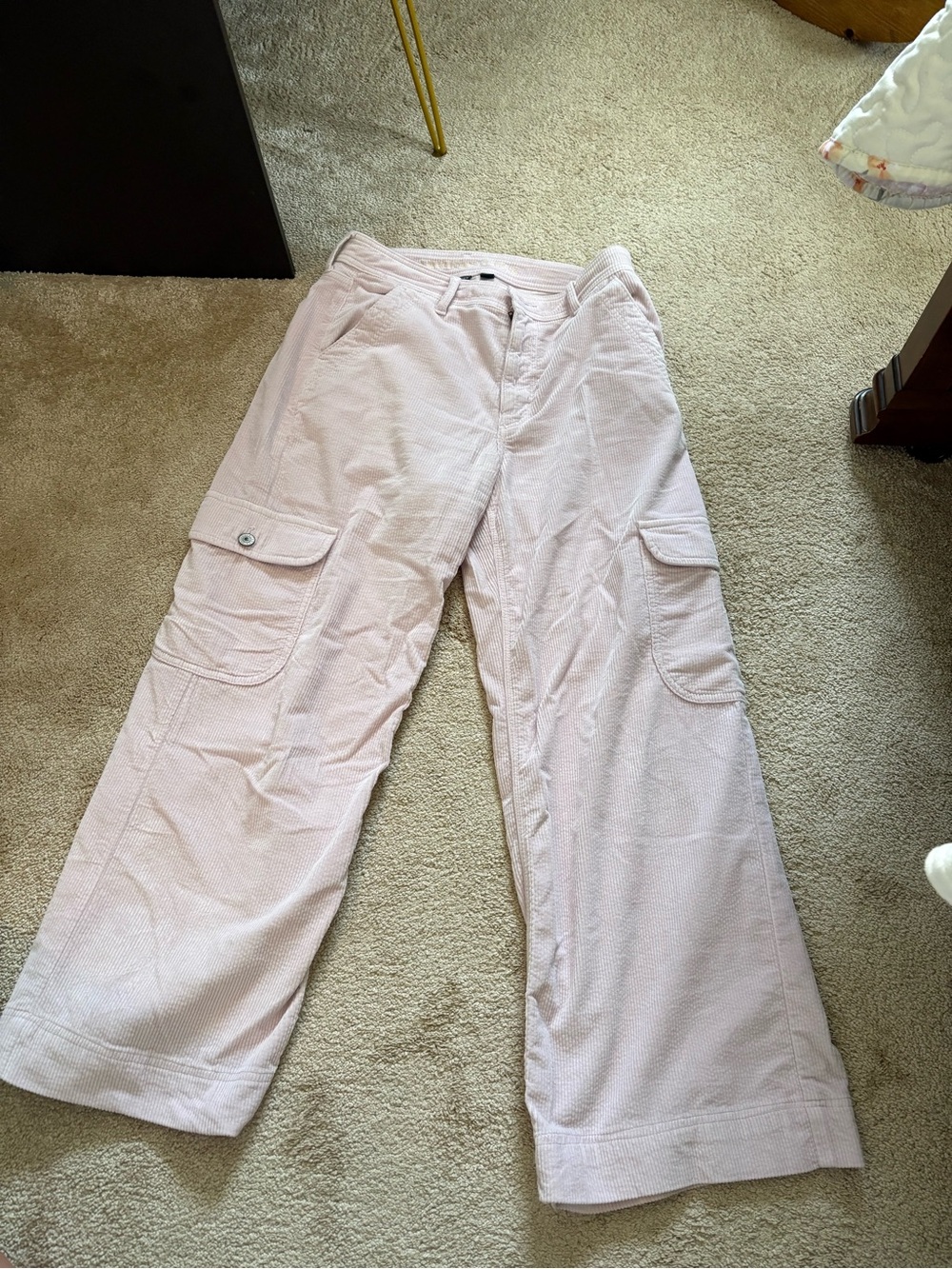 American Eagle Outfitters Blush Corduroy Cargo Pants Wide Leg